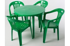 Набор пластиковой мебели, круглый стол и 4 кресла Комфорт-1, цвет: зеленый