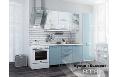 Кухонный гарнитур 2,1 м Бьянка (голубая) с фотопечатью