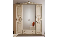 Шкаф для одежды Роза 4-х дверный с зеркалами  (цвет: бежевый глянец)
