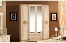 Шкаф для одежды Рома 4-х дверный с зеркалами (цвет: бежевый глянец)