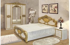 Спальня Ольга  с 4-х дверным шкафом (цвет: бежевый с золотым)