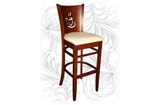 Барный деревянный стул LMU-9131, кожзам: кремовый