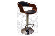 Барный стул LMZ-5078 коричневое дерево, кожзам: черный