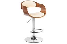 Барный стул LMZ-5078 коричневое дерево, кожзам: кремовый