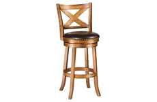 Барный деревянный стул LMB-1677 вращающийся, кожзам: коричневый