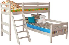 Кровать детская Соня 8 с наклонной лестницей 80х190 см (белая)