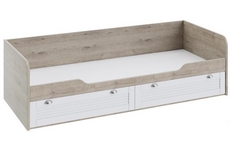 Кровать (800) с двумя ящиками Ривьера, цвет: каркас - дуб бонифацио, фасад - белый