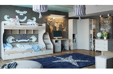 Набор мебели для детской Ривьера N2, цвет: каркас - дуб бонифацио, фасад - белый