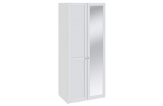 Шкаф для одежды с одной глухой и одной с зеркальной дверью Ривьера, цвет: каркас/фасад - белый